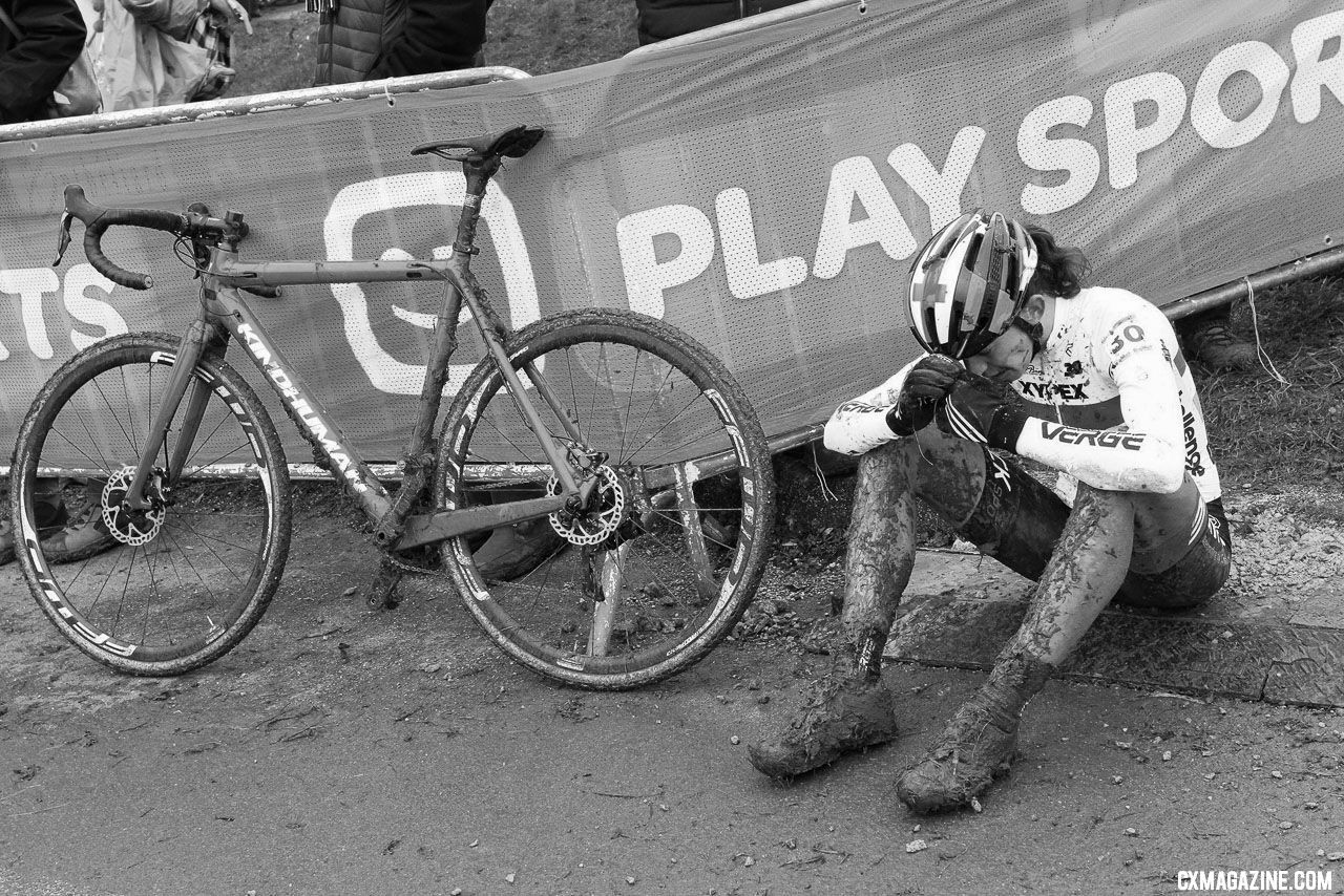 Wyman spent after a top-five finish. Nommay UCI Cyclocross World Cup - Elite Women. © B. Hazen / Cyclocross Magazine