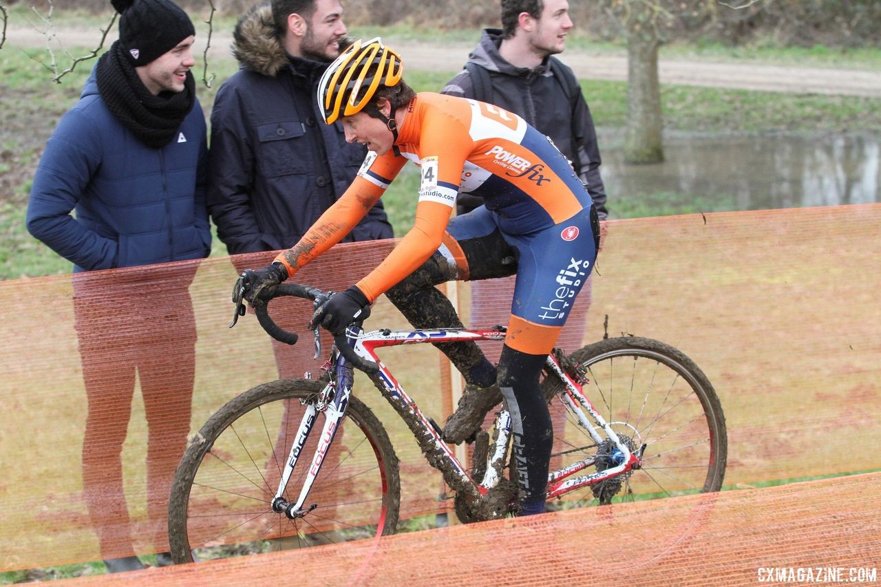 Corey Coogan Cisek spent three months racing in Europe last year. 2018 Telenet UCI World Cup Nommay. © B. Hazen / Cyclocross Magazine