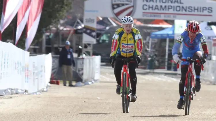 Frances Marquardt took the Mastes 75+ win on Friday. 2018 Cyclocross National Championships, Women Masters 75+. © D. Mable / Cyclocross Magazine