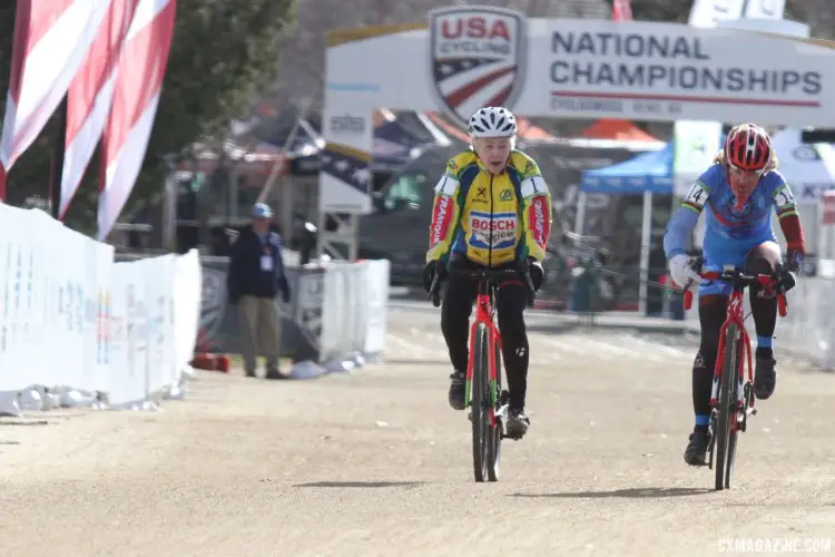 Frances Marquardt took the Mastes 75+ win on Friday. 2018 Cyclocross National Championships, Women Masters 75+. © D. Mable / Cyclocross Magazine