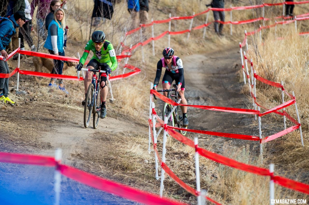 Jeremy Powers had a battle for the ages against Stephen Hyde at Reno Nationals. 2018 Cyclocross National Championships. © J. Curtes / Cyclocross Magazine