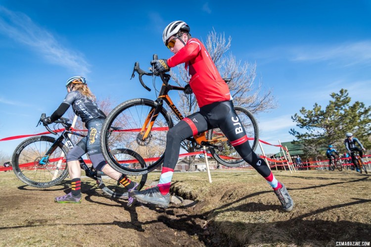 There were several ways to navigate the Little Loenhout ditch. 2018 Reno Cyclocross National Championships. © J. Vander Stucken / Cyclocross Magazine