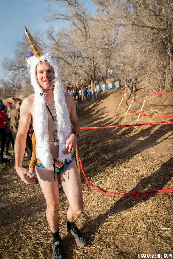 Speedo unicorn guy was a regular on the course on Sunday. 2018 Reno Cyclocross National Championships. © J. Vander Stucken / Cyclocross Magazine
