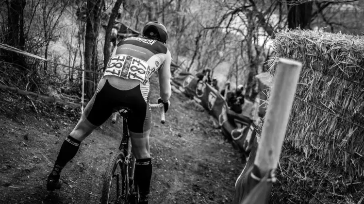 Craig Undem drops down one of the technical descents. 2018 Reno Cyclocross National Championships. © J. Vander Stucken / Cyclocross Magazine