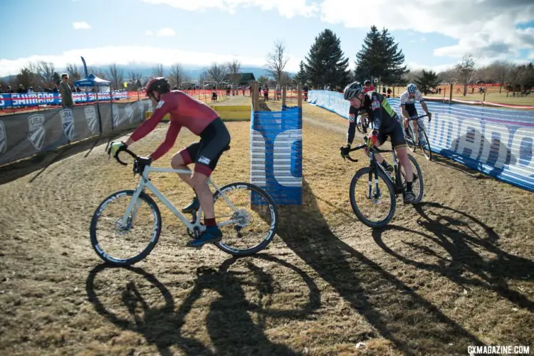 The chase group behind Wells featured several heavy hitters. Masters 40-44. 2018 Cyclocross National Championships. © J. Vander Stucken / Cyclocross Magazine