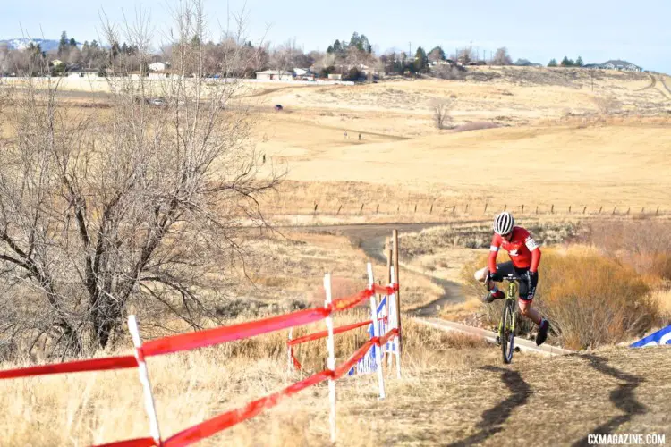 Torin Bickmore follows the shadows to a top ten finish. 2018 Cyclocross National Championships. © J. Vander Stucken / Cyclocross Magazine