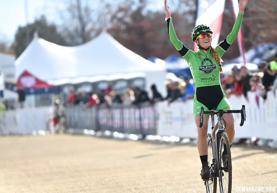 Katie Clouse has had a busy travel schedule the last few days. 2018 Cyclocross National Championships. © D. Mable/ Cyclocross Magazine