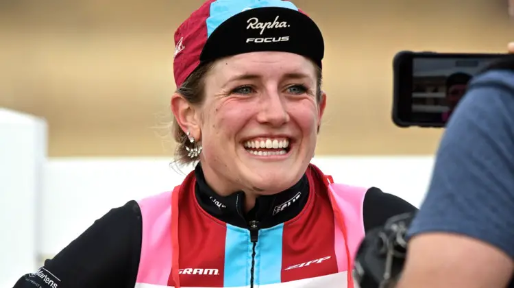 Ellen Noble was happy with her second-place finish. 2018 Reno Cyclocross National Championships, Elite Women. © J. Vander Stucken / Cyclocross Magazine