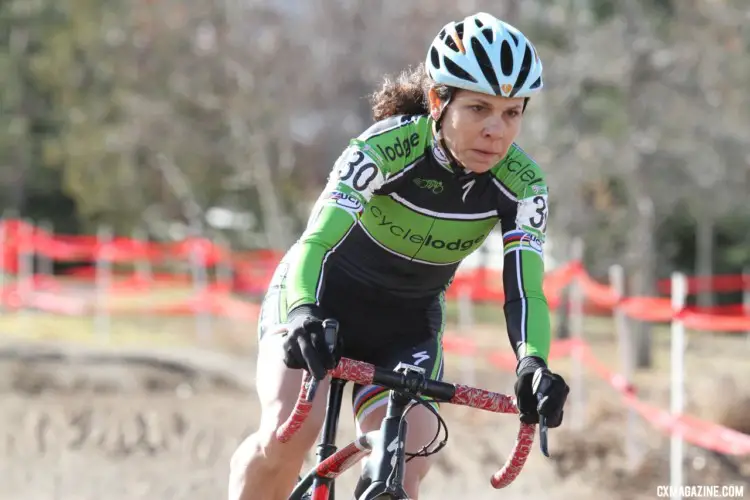 Lori LeClair Cooke had a comfortable lead early on. Masters Women 55-59. 2018 Cyclocross National Championships. © D. Mable/ Cyclocross Magazine