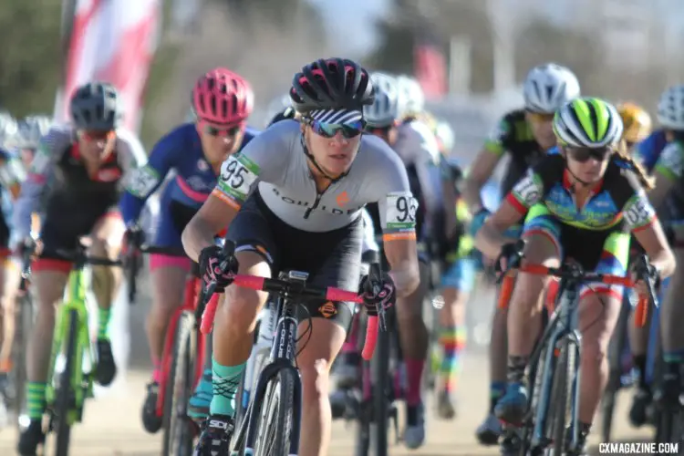 Kristin Weber got off to a fast start. Masters Women 45-49. 2018 Cyclocross National Championships. © D. Mable/ Cyclocross Magazine