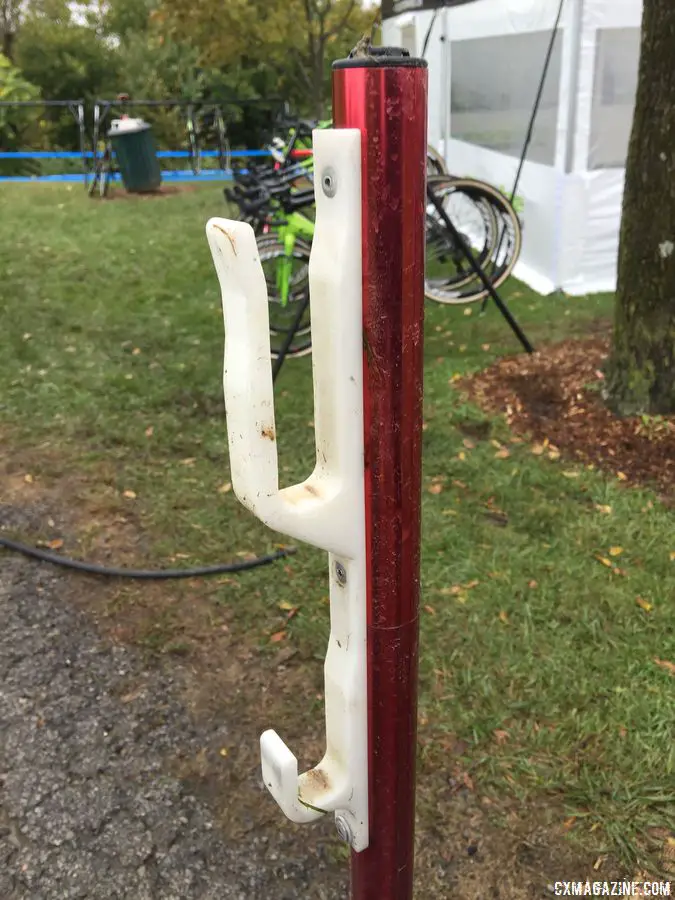 A Pro Truing Stand stands upright and is outfitted to hold the bike. Canndonale p/b Cyclocrossworld.com modified Feedback Sports wash stand. © B. Grant / Cyclocross Magazine