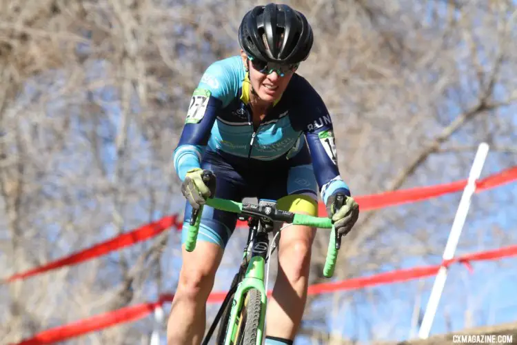 Kristal Boni was among the riders at the front early on. Masters Women 40-44. 2018 Cyclocross National Championships. © D. Mable/ Cyclocross Magazine