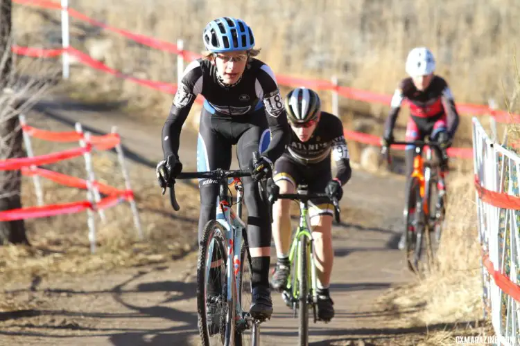 Luke Heinrich and Beckett Tooley had a close battle throughout. Junior Men 13-14. 2018 Cyclocross National Championships. © D. Mable/ Cyclocross Magazine