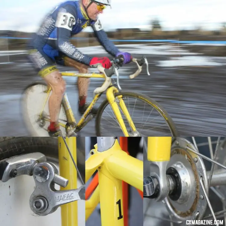 Paul Curley brought his Tom Stevens Spin Arts frame with barcons, wheel cover and rear view to win Nationals in Bend in 2010. © Cyclocross Magazine