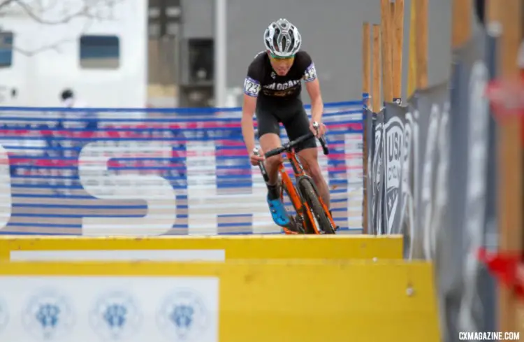 Once Brunner attacked, he stayed committed and rode away from the field. Collegiate Club Men. 2018 Cyclocross National Championships. © D. Mable / Cyclocross Magazine