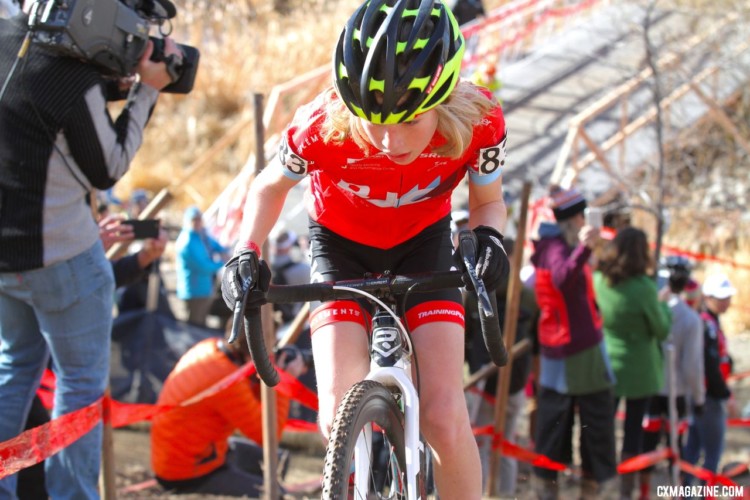 Henry Rapinz had success on the hill. Junior Men 13-14. 2018 Cyclocross National Championships. © D. Mable/ Cyclocross Magazine