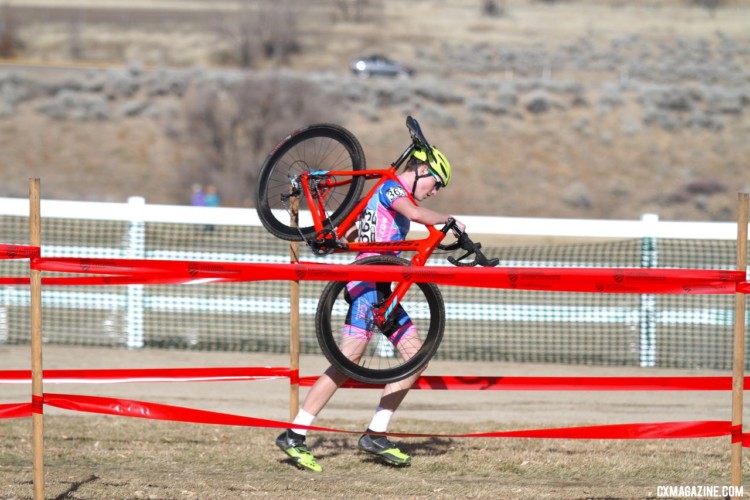 Rear flat tires were a common sight in races of all ages. Junior Men 15-16. 2018 Cyclocross National Championships. © D. Mable/ Cyclocross Magazine