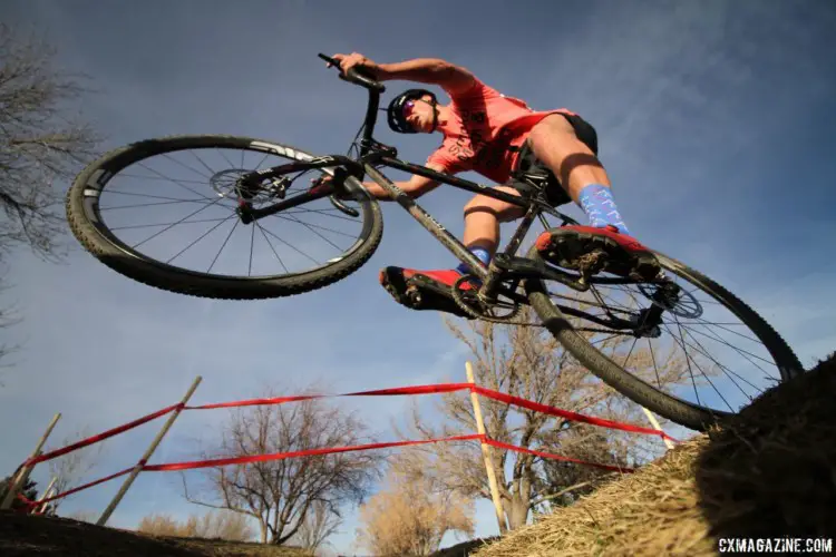 The singlespeed race featured a number of high-flyers. Men's Singlespeed. 2018 Cyclocross National Championships. © D. Mable/ Cyclocross Magazine