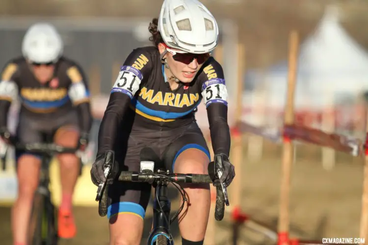 Emma Swartz had a solid ride, finishing third. Collegiate Varsity Women. 2018 Cyclocross National Championships. © D. Mable/ Cyclocross Magazine