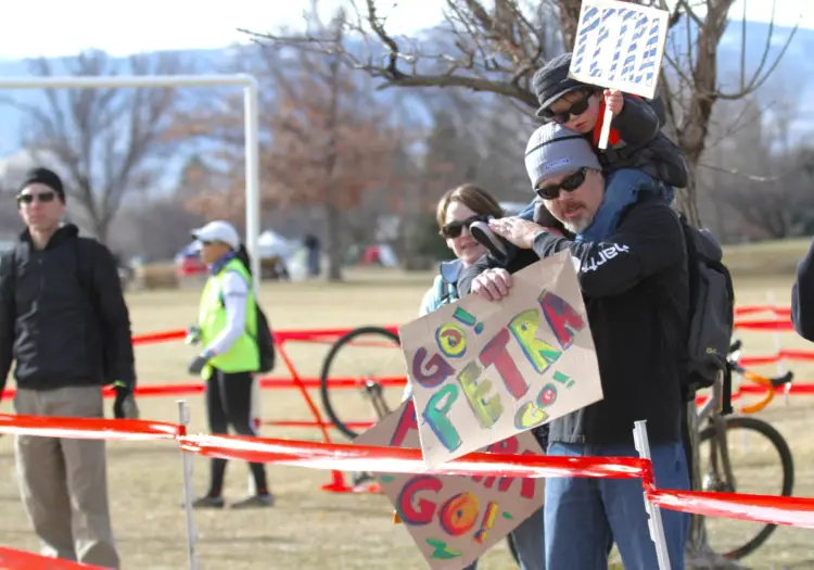 Petra Schmidtmann had her own fan club. 2018 Cyclocross National Championships. © D. Mable/ Cyclocross Magazine