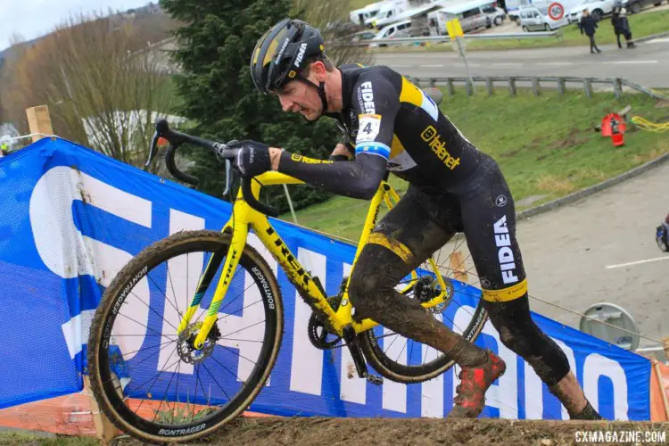 Toon Aerts ran to a third-place finish. 2018 Telenet UCI World Cup Nommay. © B. Hazen / Cyclocross Magazine