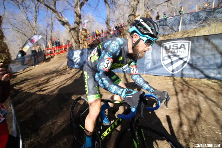 Jake Wells rode along most of the race to win his first national championship. Masters 40-44. 2018 Cyclocross National Championships. © D. Mable/ Cyclocross Magazine