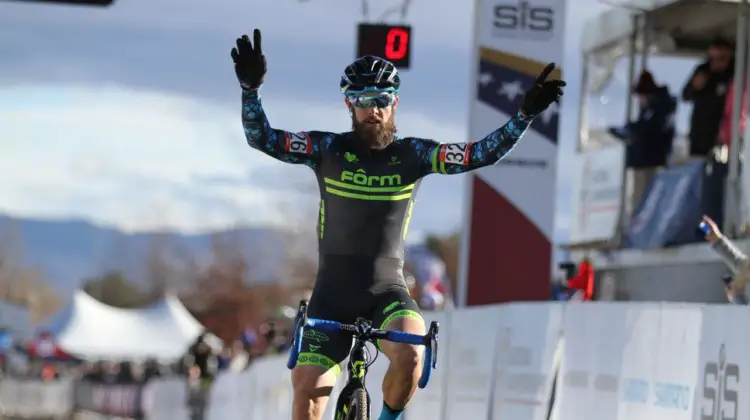 Jake Wells won in dominating fashion in Reno. 2018 Cyclocross National Championships, Masters 40-44. © D. Mable/ Cyclocross Magazine