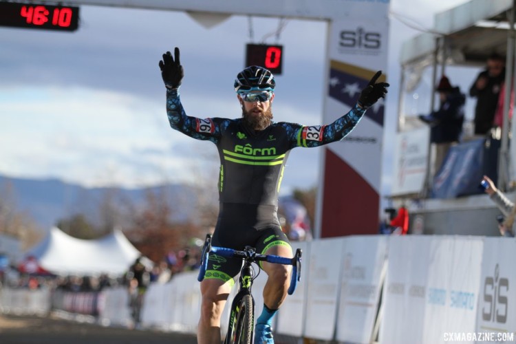 Jake Wells won in dominating fashion in Reno. 2018 Cyclocross National Championships, Masters 40-44. © D. Mable/ Cyclocross Magazine