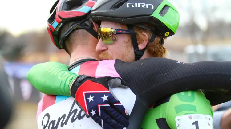 Sportsmanship. Elite Men, 2018 Cyclocross National Championships. © D. Mable/ Cyclocross Magazine