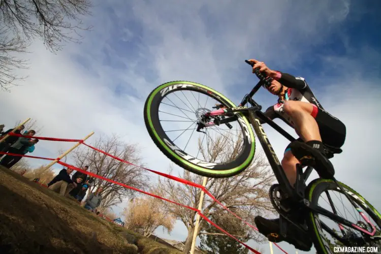 Jeremy Powers hops the ditch. Elite Men, 2018 Cyclocross National Championships. © D. Mable/ Cyclocross Magazine