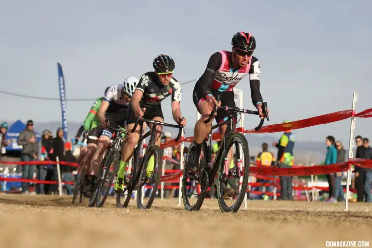 Early in the race there was a lead group of six. Elite Men, 2018 Cyclocross National Championships. © D. Mable/ Cyclocross Magazine