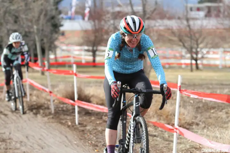 If Susan Bernabas didn't consider herself a bike racer before, she does now. Masters Women 60 Plus. 2018 Cyclocross National Championships. © D. Mable/ Cyclocross Magazine