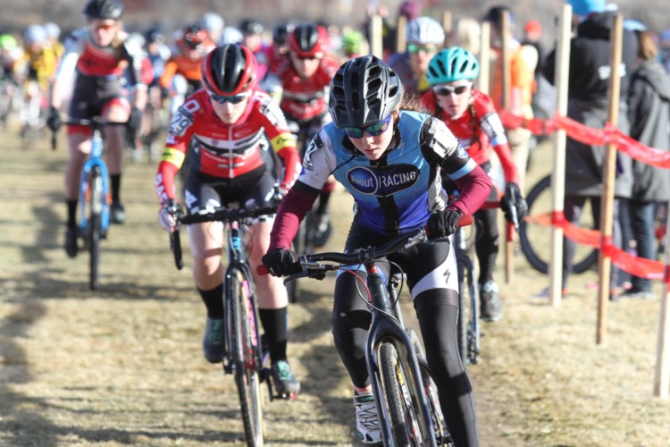 Kaya Musgrave led the way early on. Junior Women 13-14. 2018 Cyclocross National Championships. © D. Mable/ Cyclocross Magazine
