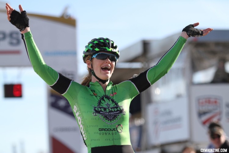 Ahshely Zoerner wins the Junior 15-16 women. 2018 Cyclocross National Championships. © D. Mable/ Cyclocross Magazine