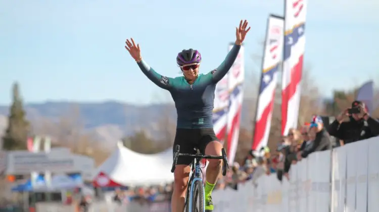What retirement? Meredith Miller emerges with one gear and spun it to a Singlespeed National Champion. 2018 Cyclocross National Championships. © D. Mable/ Cyclocross Magazine
