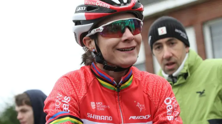 A clean Marianne Vos was ready to go before Monday's race. 2018 GP Sven Nys Baal. © B. Hazen / Cyclocross Magazine