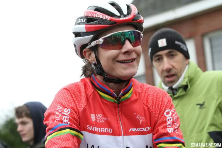A clean Marianne Vos was ready to go before Monday's race. 2018 GP Sven Nys Baal. © B. Hazen / Cyclocross Magazine