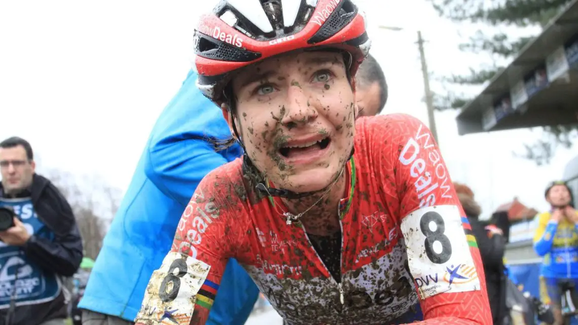 After racing, Marianne Vos looked a bit more weathered. 2018 GP Sven Nys Baal. © B. Hazen / Cyclocross Magazine