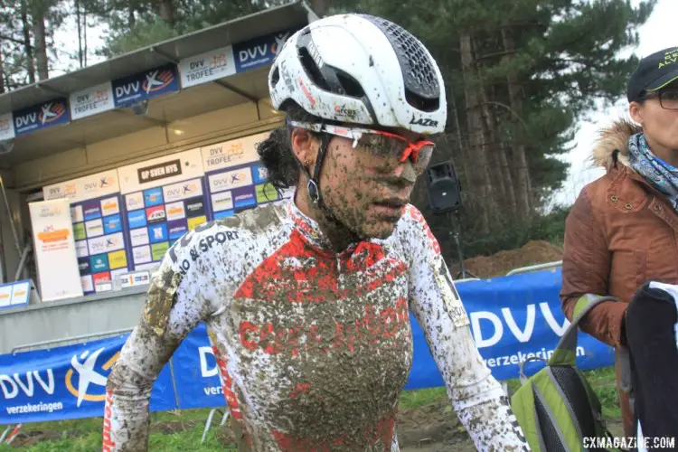 Ceylin del Carmen Alvarado got a muddy outing in her first race with Corendon-Circus. 2018 GP Sven Nys Baal. © B. Hazen / Cyclocross Magazine