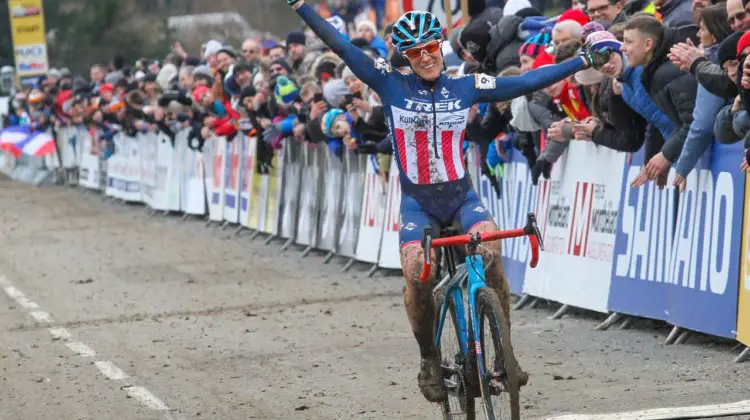 Katie Compton took the win at World Cup Nommay. 2018 Telenet UCI World Cup Nommay. © B. Hazen / Cyclocross Magazine