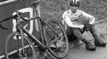 Helen Wyman take a moment after the muddy race. 2018 Telenet UCI World Cup Nommay. © B. Hazen / Cyclocross Magazine