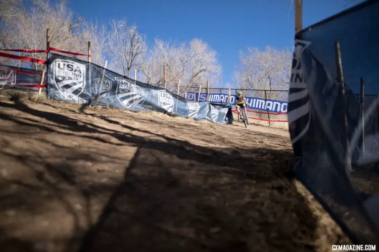 There were a couple of tough descents on the course. Masters 45-49 Women. 2018 Cyclocross National Championships. © A. Yee / Cyclocross Magazine