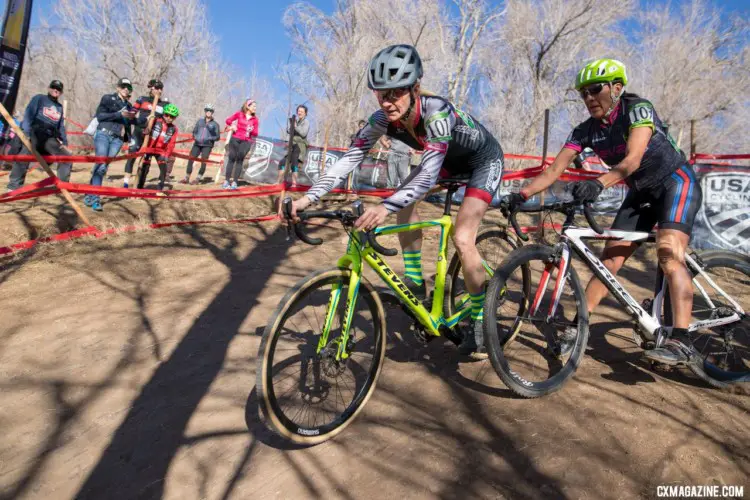 Rubbin' is racin' for Lisa Hudson and Tanya Bettis. Masters Women 45-49. 2018 Cyclocross National Championships. © A. Yee / Cyclocross Magazine