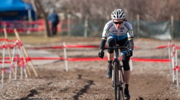 Karen Brems was focused once she had the advantage. Masters Women 55-59. 2018 Cyclocross National Championships. © A. Yee / Cyclocross Magazine