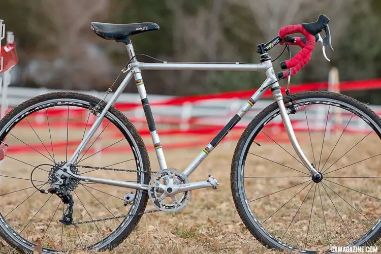 It seems appropriate that Pete Dahlstrand won Masters 80-84 on an Alan cyclocross bike from the 80s. 2018 Cyclocross National Championships. © A. Yee / Cyclocross Magazine