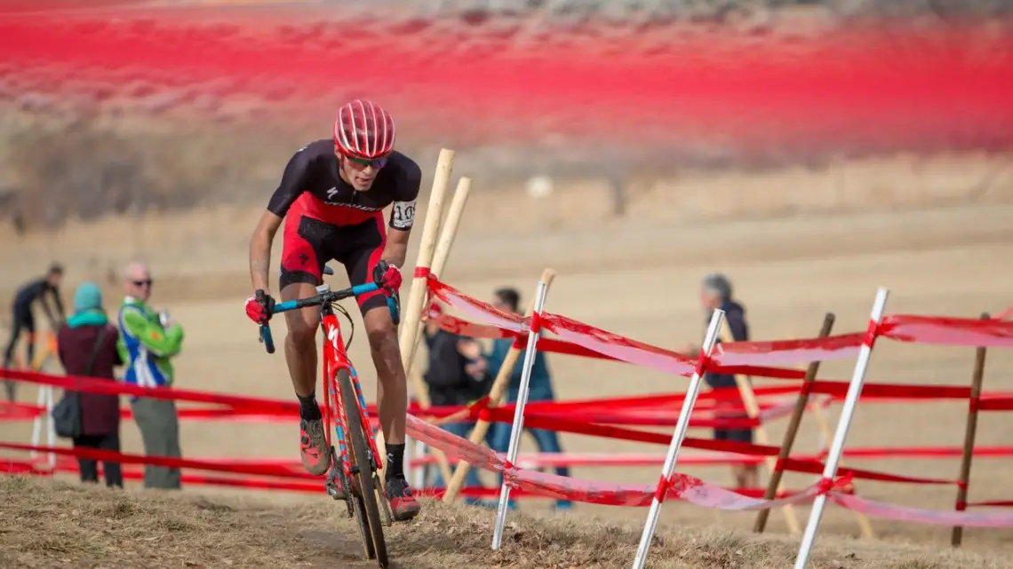 Blevins on the attack. U23 Men, 2018 Cyclocross National Championships. © A. Yee / Cyclocross Magazine