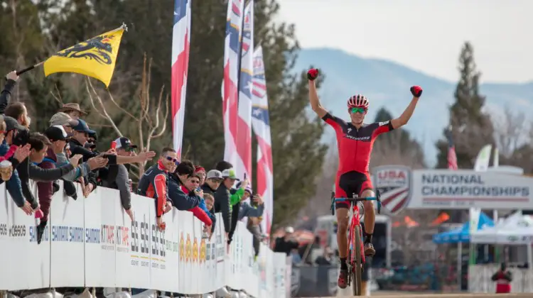 Christopher Blevins took the win in the U23 Men's race in Reno.U23 Men, 2018 Cyclocross National Championships. © A. Yee / Cyclocross Magazine