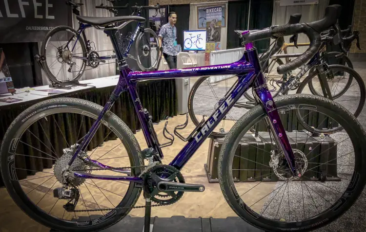 Calfee's Manta-Adventure is intended for gravel racing and will take a 650x42mm tire. 2018 North American Handmade Bike Show. © Mike Taylor / Cyclocross Magazine