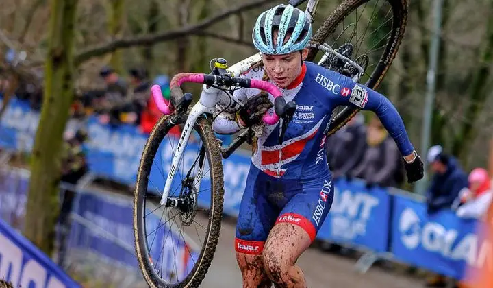 Evie Richards running away to her second U23 Women's World Title. 2018 UCI Cyclocross World Championships, Valkenburg-Limburg, The Netherlands. © Gavin Gould / Cyclocross Magazine