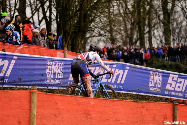 16-year-old Harriet Harnden was the day's biggest surprise, riding into second and finishing in fourth. U23 Women. 2018 UCI Cyclocross World Championships, Valkenburg-Limburg, The Netherlands. © Gavin Gould / Cyclocross Magazine